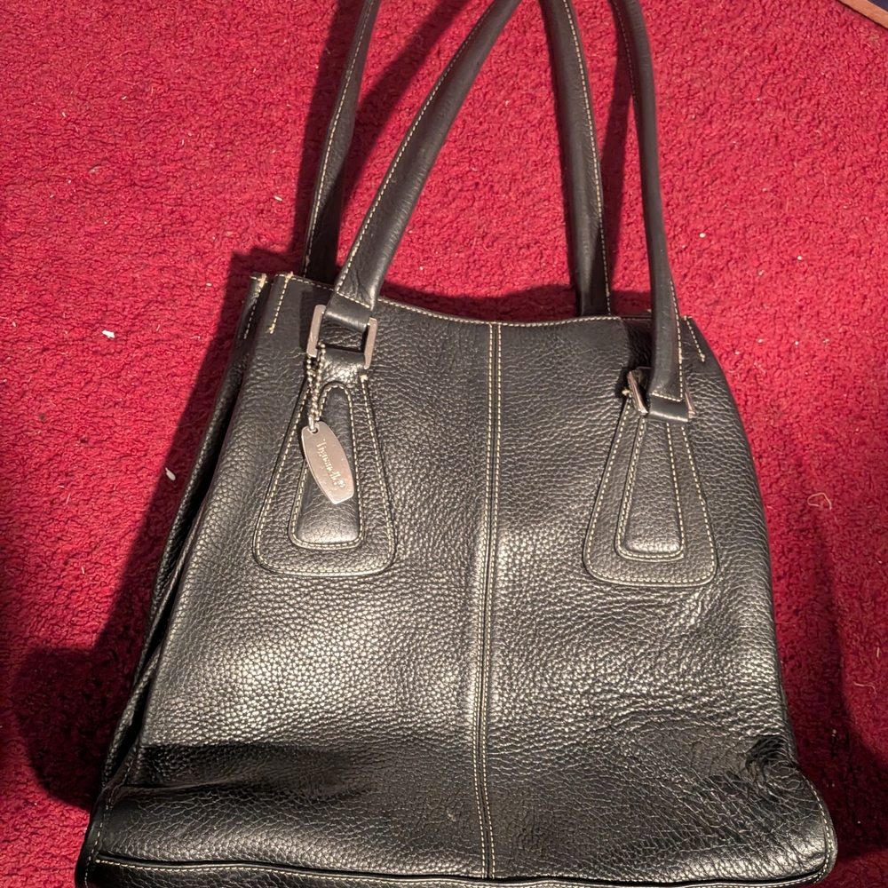 Tignanello Black Pebbled Leather Tote